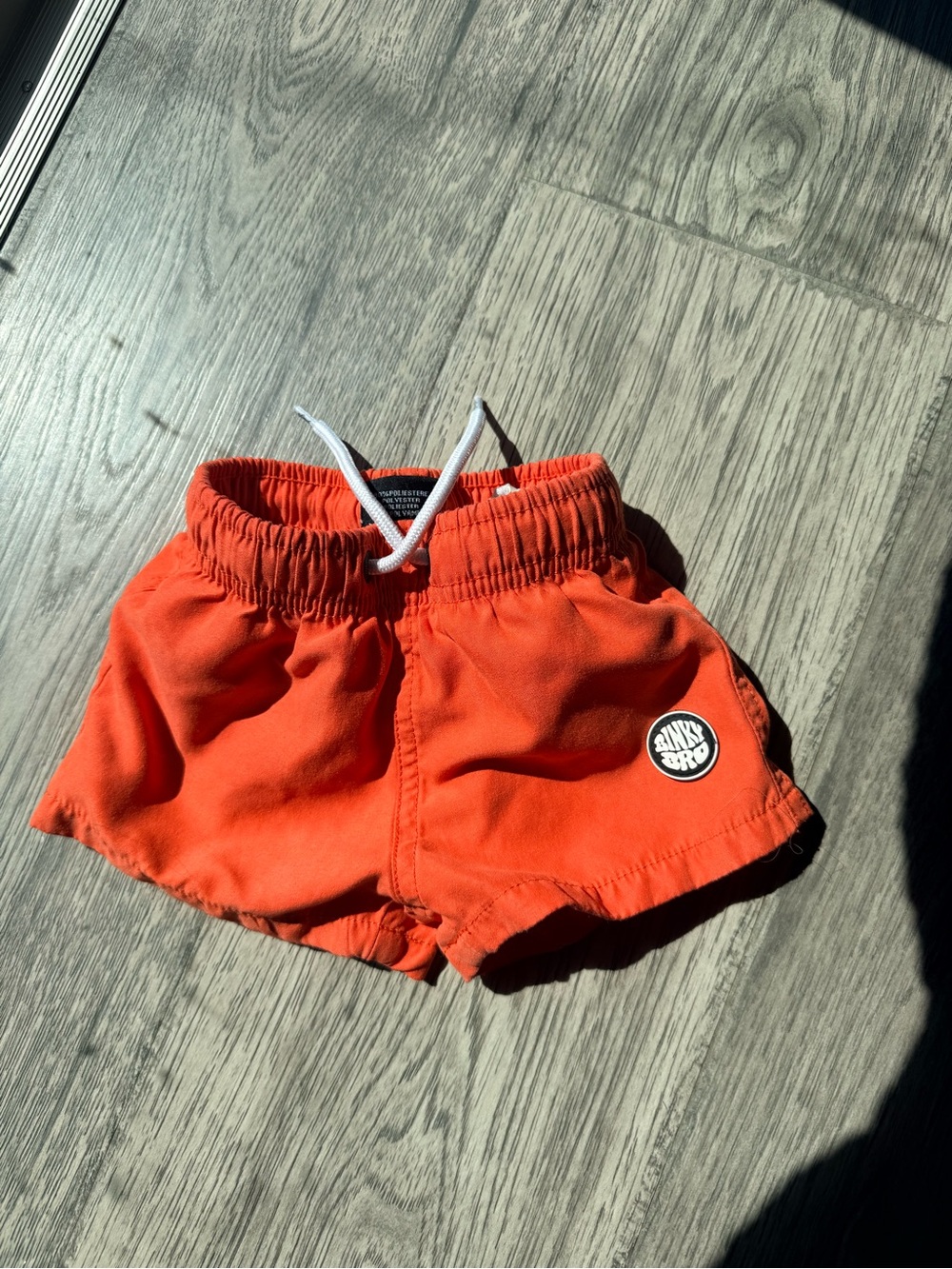 Bright Orange Kids Swim Trunks with Drawstring